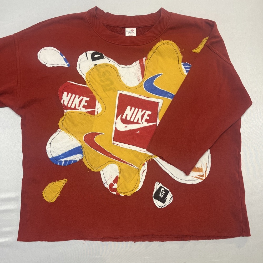 Nike Oversized Patchwork Deconstructed Pullover Sweatshirt Streetwear XS S M L‎